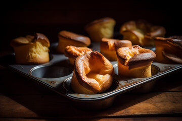 Rustic Muffin Tin with Freshly Made Yorkshire Puddings