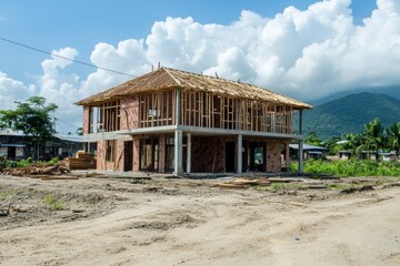 Building site with house under construction, Generative AI