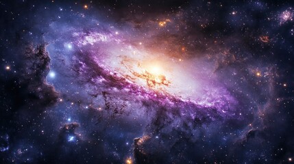 Naklejka premium A Vast Galaxy with Colorful Nebulae