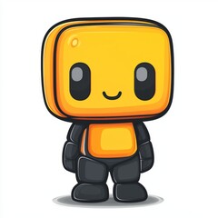 Fototapeta premium A Cute Yellow Robot Stands Happily Smiling