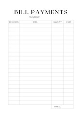 Bill Payments Planner Template | Elegant Minimalist Finance Planner - 1