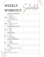 Fototapeta premium Cream Minimalist Workout Weekly Schedule Planner - 1