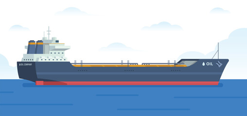 Fototapeta premium Oil Tanker Ship Vector Illustration. Fully Editable Element. Easy to Edit and Customize 