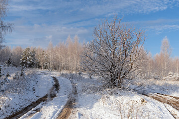 A frosty winter morning in Russia