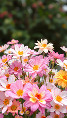 Gorgeous flowers - panoramic illustration of colorful flowers. Showing pretty petals, these fragile plants are eye-appealing and in spring pastels. Made by, with white tones