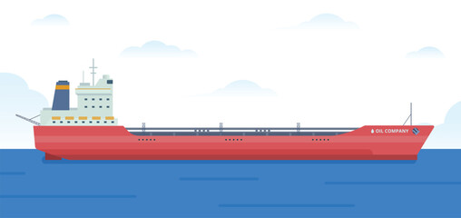 Obraz premium Oil Tanker Ship Vector Illustration. Fully Editable Element. Easy to Edit and Customize 