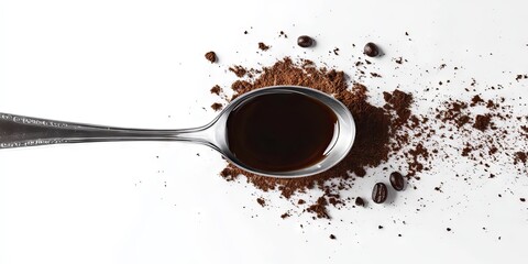 Coffee Beans and Grounds in a Spoon
