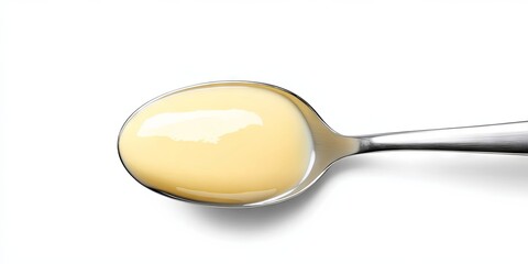 Sweetened Condensed Milk in a Spoon - Creamy Dairy Ingredient