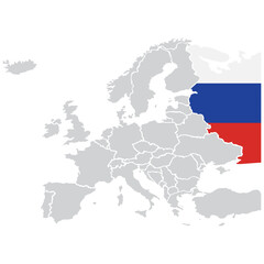Obraz premium Map of Europe with flag of Russia. Russia map