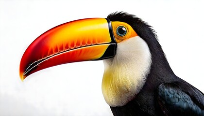Fototapeta premium 3D high resolution chirping toucan bird head on white background.