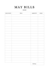 January to December Bills Planner Template  Elegant Minimalist Finance Planner