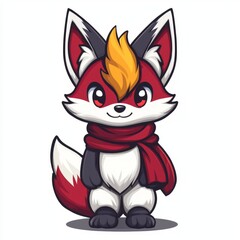 Fototapeta premium Adorable Red Fox Wearing a Red Scarf