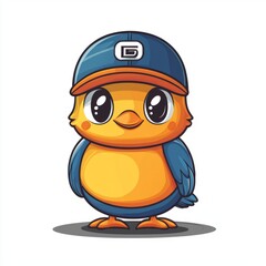 Fototapeta premium Adorable Cartoon Chick Wearing A Baseball Cap