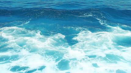 Fototapeta premium Pure blue turquoise water texture of the ocean sea with foam from and waves