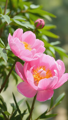 Obraz premium Pink Peony flower transparency background.Floral object, angled photoshot, with white tones