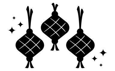 Ketupat Eid Mubarak Decorations with Sparkles