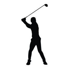 The vector of golf player in trendy flat style isolated on white background. Golf player silhouette vector
