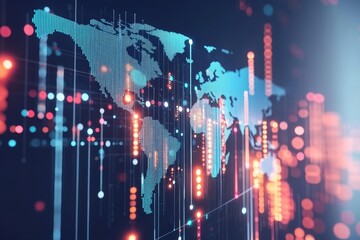 Global network connection. Big data analytics and business concept, world map point and line composition concept of global business, digital connection technology, e-commerce, social, Generative AI