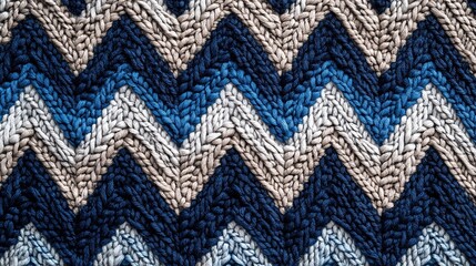 Scandinavian-style sweater texture design in white and blue colors.