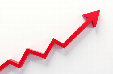 red ascending arrow zigzag. upward trend in the economy. growing business