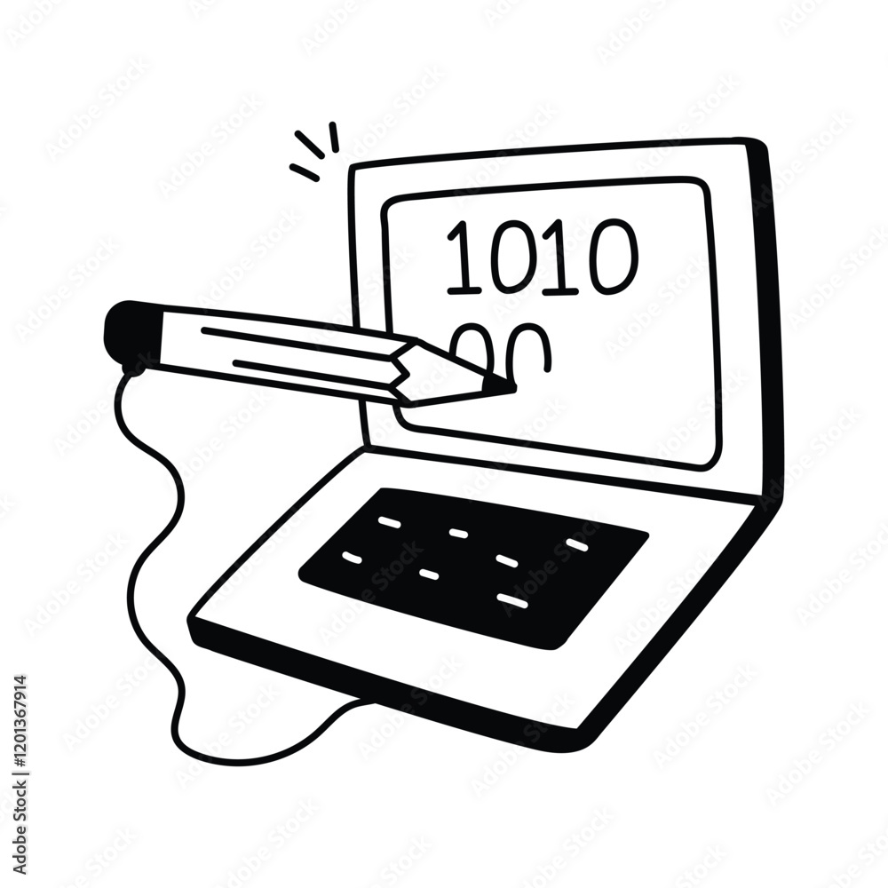 Wall mural icon of writing and editing code on a digital platform.
