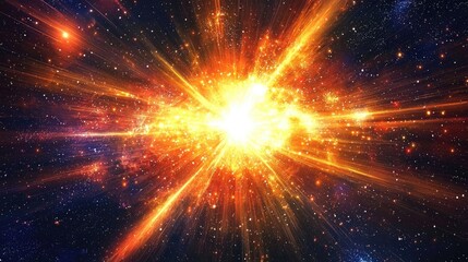 Vibrant abstract cosmic art. Explosive colors, symmetrical design, galaxy-like patterns, bright lights, energy, glowing effects, space-inspired digital art. Generative AI