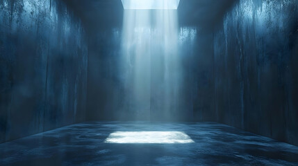 Dark Room with Light Rays 3D Illustration