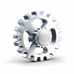 Shiny silver gear for industrial applications.