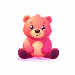 Naklejka premium Cute pink cartoon bear sitting happily