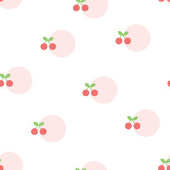 Cherry on circle background seamless pattern  design for background, wallpaper, carpet, textile design, fabric, blanket, blanket for kids, card, wrapping paper, notebook , diary cover, and decoration.
