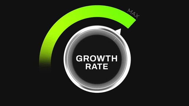 Maximum growth rate concept with node turning full green, 4k animation. A glowing green bar showing high growth in business.