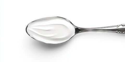 Spoonful of Creamy Yogurt on White Background