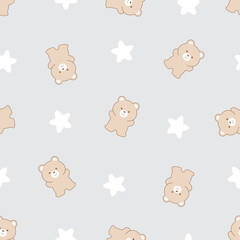 Bear and star seamless pattern design for background, wallpaper, printing, textile design, blanket pattern, blanket pattern for kids, decorative, notebook, diary cover and etc.	

