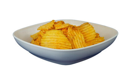 potato chips in a bowl isolated