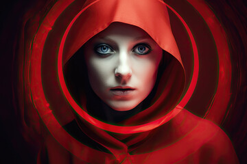 Woman in Red Hood. Generative AI, non-existent person.	