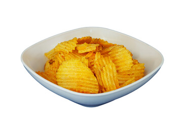 potato chips on bowl isolated element