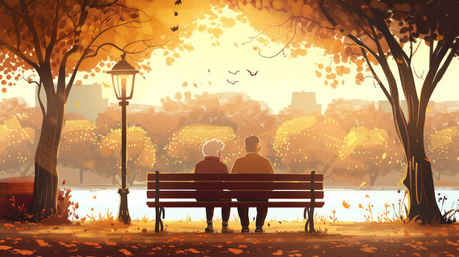 Senior elderly couple in love concept