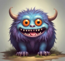 Illustration of fluffy and cute small monster.
