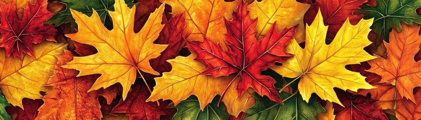 Autumn leaves pile, fall colors, nature background, seasonal design