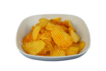 potato chips in a bowl isolated