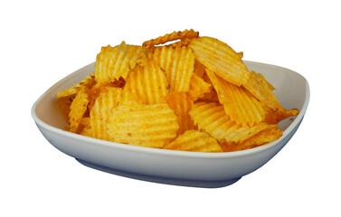 potato chips in a bowl isolated