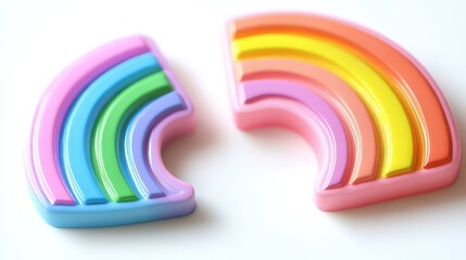 Obraz premium Colorful Rainbow Stacking Toys on White Generative AI