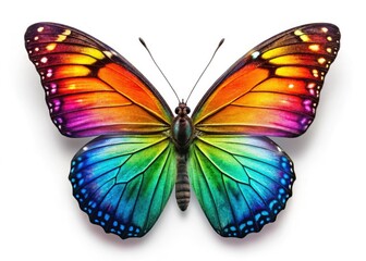 Obraz premium High-resolution drone shot of vibrantly colored butterfly wings, isolated against a clear background.