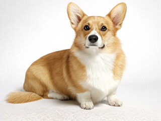 Corgi dog sitting isolated on white background