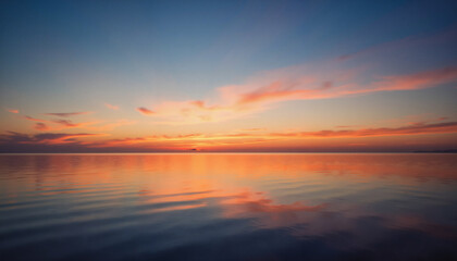 Fototapeta premium Twilight harmony of ocean and sky at sunset, balance of nature