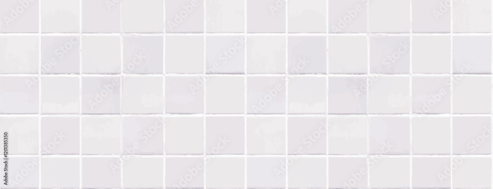Wall mural white tiled background with a glossy texture. the background features white squares creating a clean