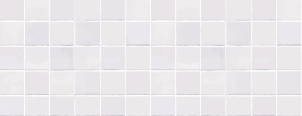 White tiled background with a glossy texture. The background features white squares creating a clean, minimalist look. Tile pattern background vector. Pink background.