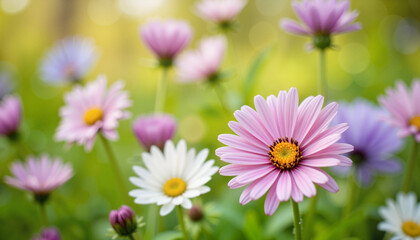 Colorful wildflowers blooming in sunny field, seasonal transformation