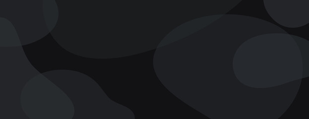 Dark abstract background with black and gray tones. Smooth, flowing shapes create a modern, sleek background design. Digital background vector. Black background.