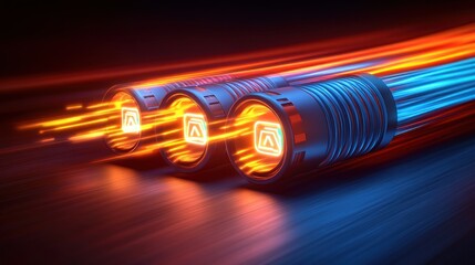 Three futuristic capsules speeding with bright trails.